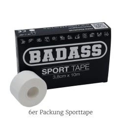BADASS FOOTBALL BADASS Sport Tape 3,8cm X 10m - Weiß, 1 Set(6 Rollen)