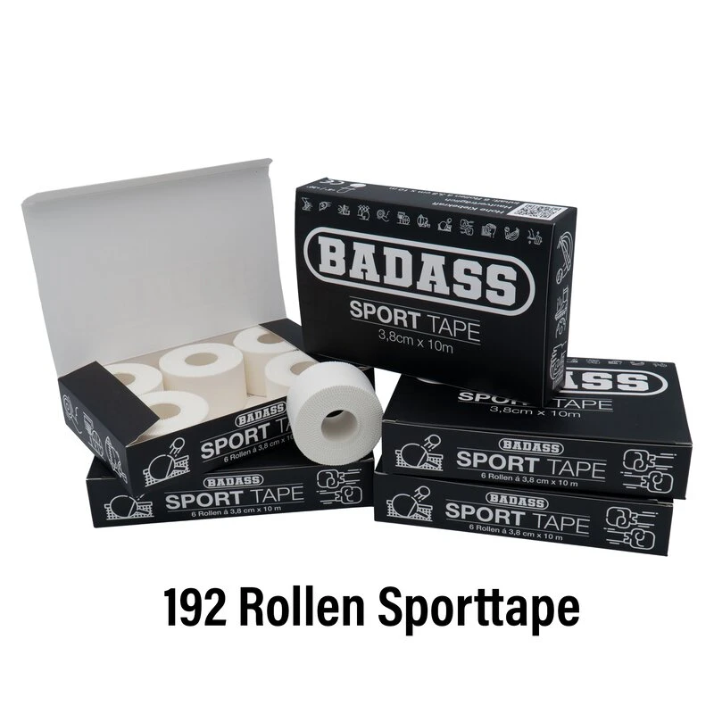 BADASS FOOTBALL Teamaktion BADASS Sport Tape 3,8cm X 10m - Weiß, 192 Rollen 1 BADASS FOOTBALL Teamaktion BADASS Sport Tape 3,8cm X 10m - Weiß, 192 Rollen